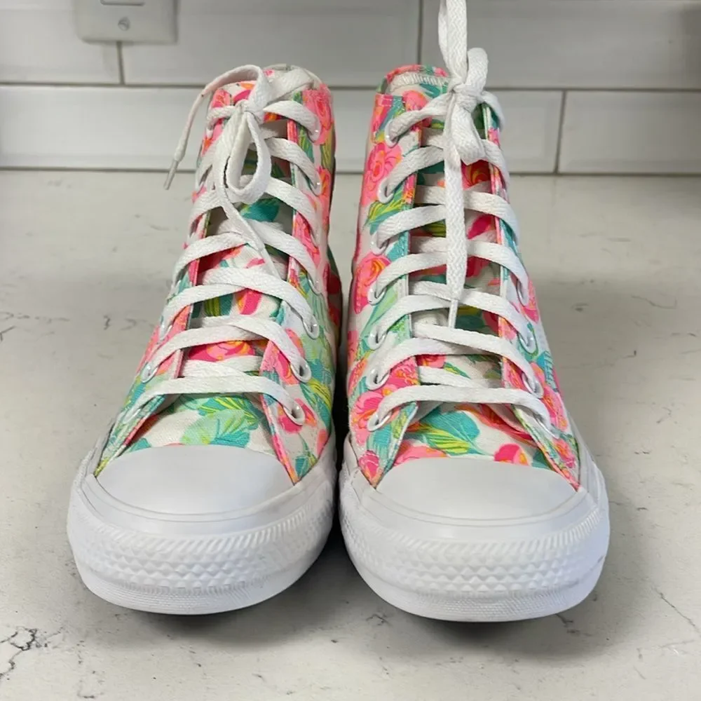 Converse Chuck Taylor All Star Canvas UNISEX HIGH TOP SHOE Neon Floral Rose 8